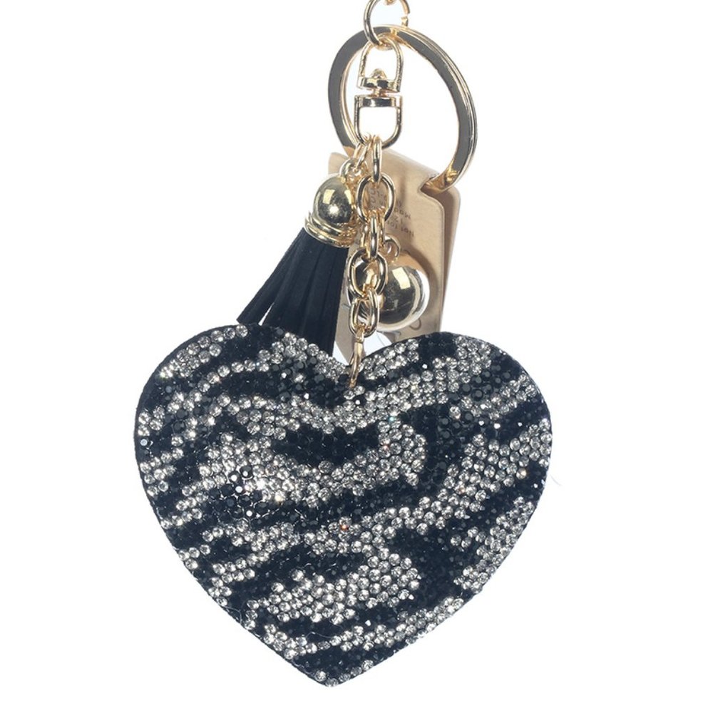$9 STUFFED PILLOW HEART CRYSTAL STONE KEY CHAIN